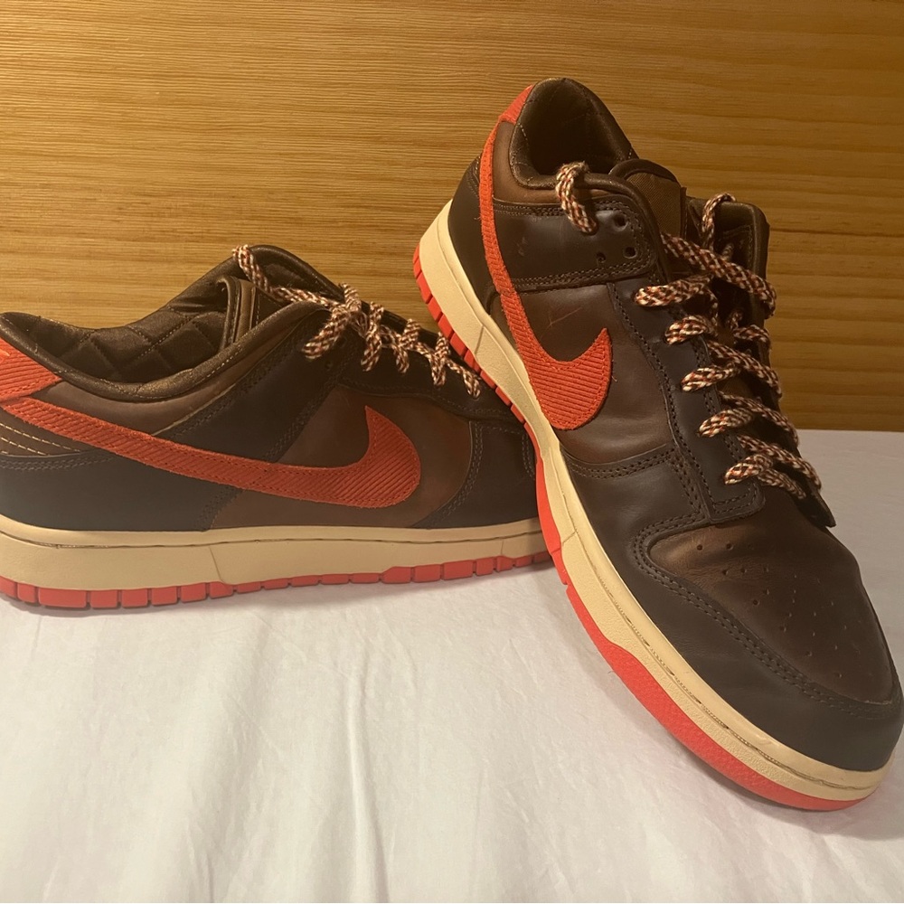 Nike Men's Dark Brown and Autumn Orange Court Vision Sneakers